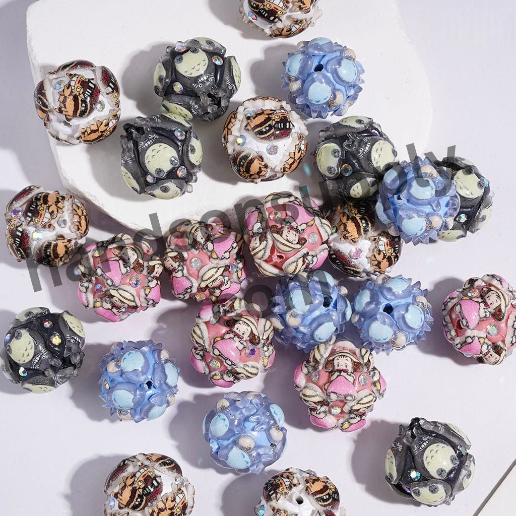 Anime Animal Chinchilla Girl Character Series Halloween Theme Clay Beads with AB Rhinestones 19MM Random Mix