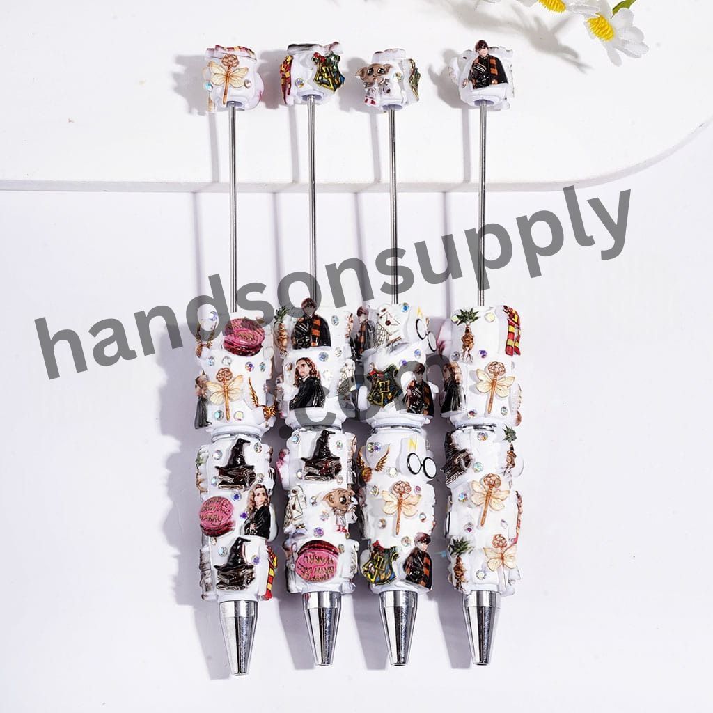 Magical Wizard Theme Boy Character Series, Beadable Clay Pen with AB Rhinestones
