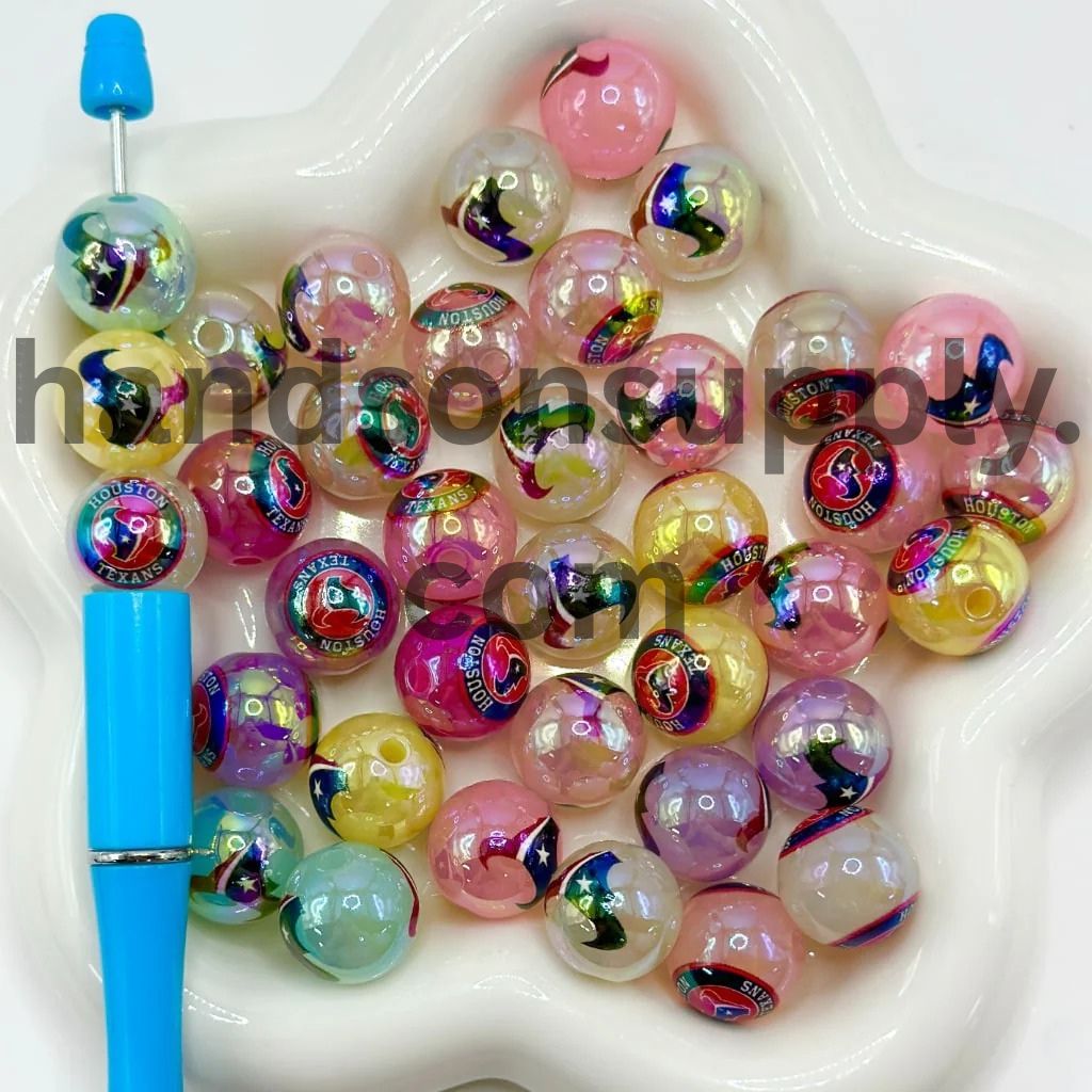 Round Jelly Color USA American Football Team Sports Acrylic Beads, 16MM