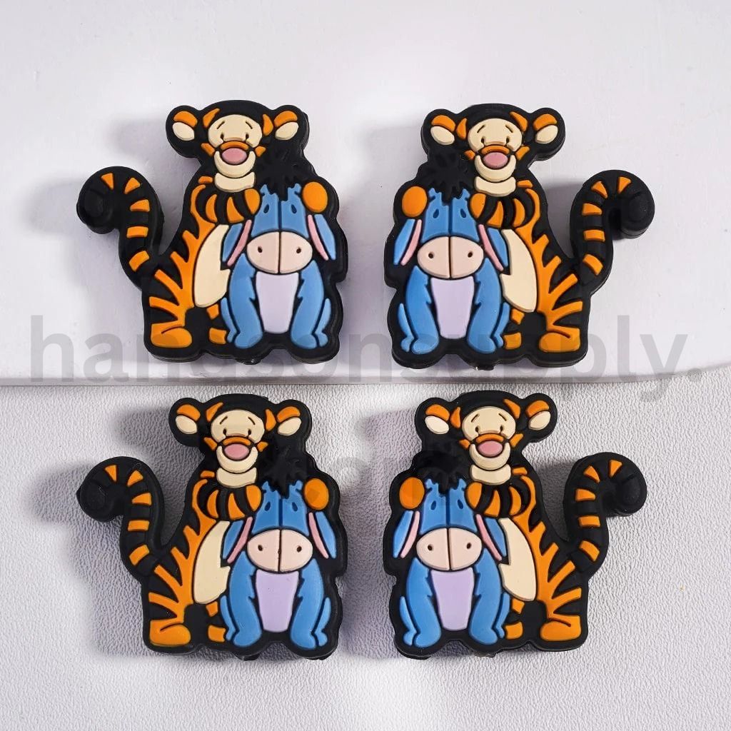 Cute Tigger & Eeyore Characters from Honey Bear Silicone Focal Beads