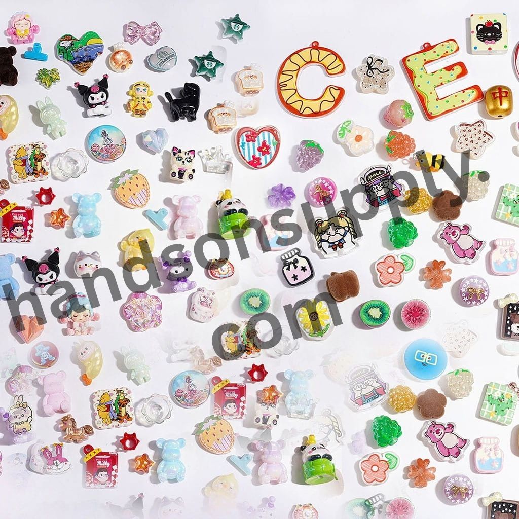 Trendy Assorted Character & Themed Designs Acrylic Beads and Pendants, Random Mix