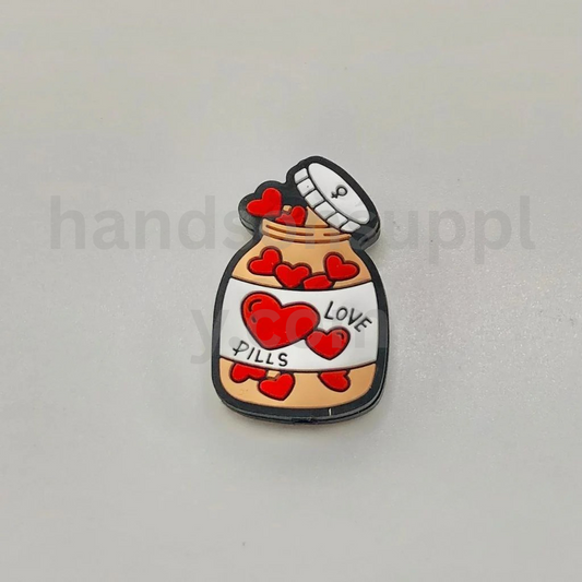 Love Pills Bottle Design Romantic Theme Novelty Style Silicone Focal Beads
