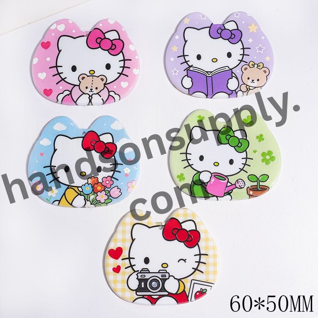Various Cute Cat Character Illustrations Acrylic Mirror for DIY Pendants, 60*50MM, Random Mix