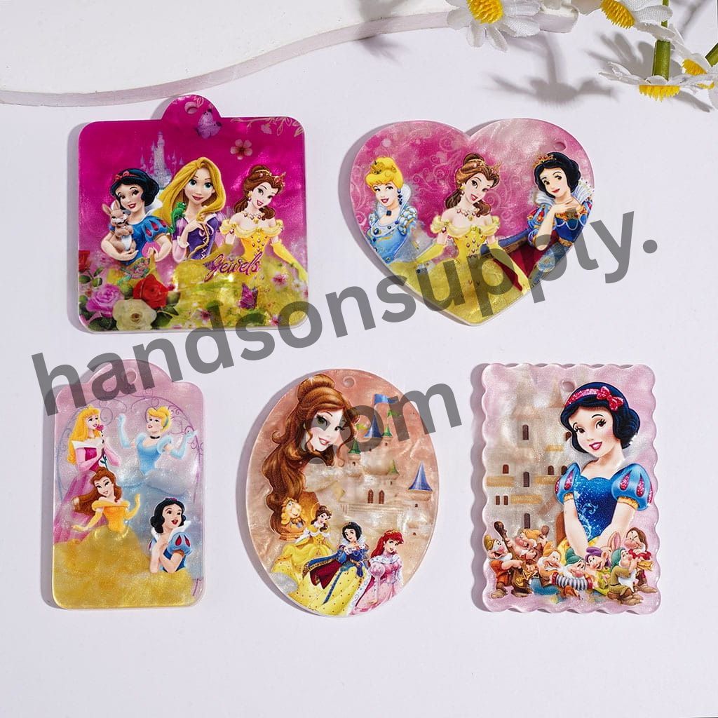 Cute Classic Beautiful Princess Character Acrylic Pendants for Handbag, Keychain & Charms, Variant Design Random Mix