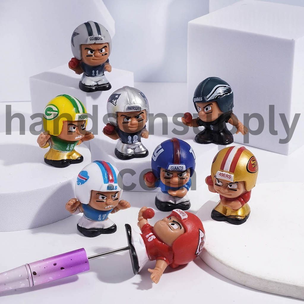 UV Coated American Football Player Figurine Pen Topper Acrylic Beads Jewelry Accessories, Height 40MM, Random Mix