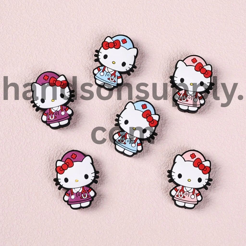 Nurse Adorable Character Cute Cat Character Silicone Focal Beads