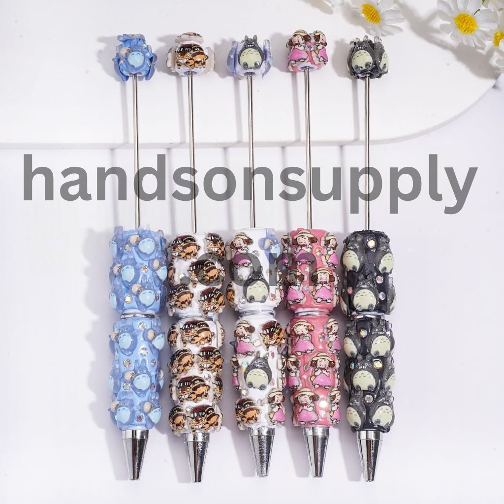 Adorable Japanese Anime Chinchilla Character Series with Sparkling AB Rhinestones Beadable Clay Pens
