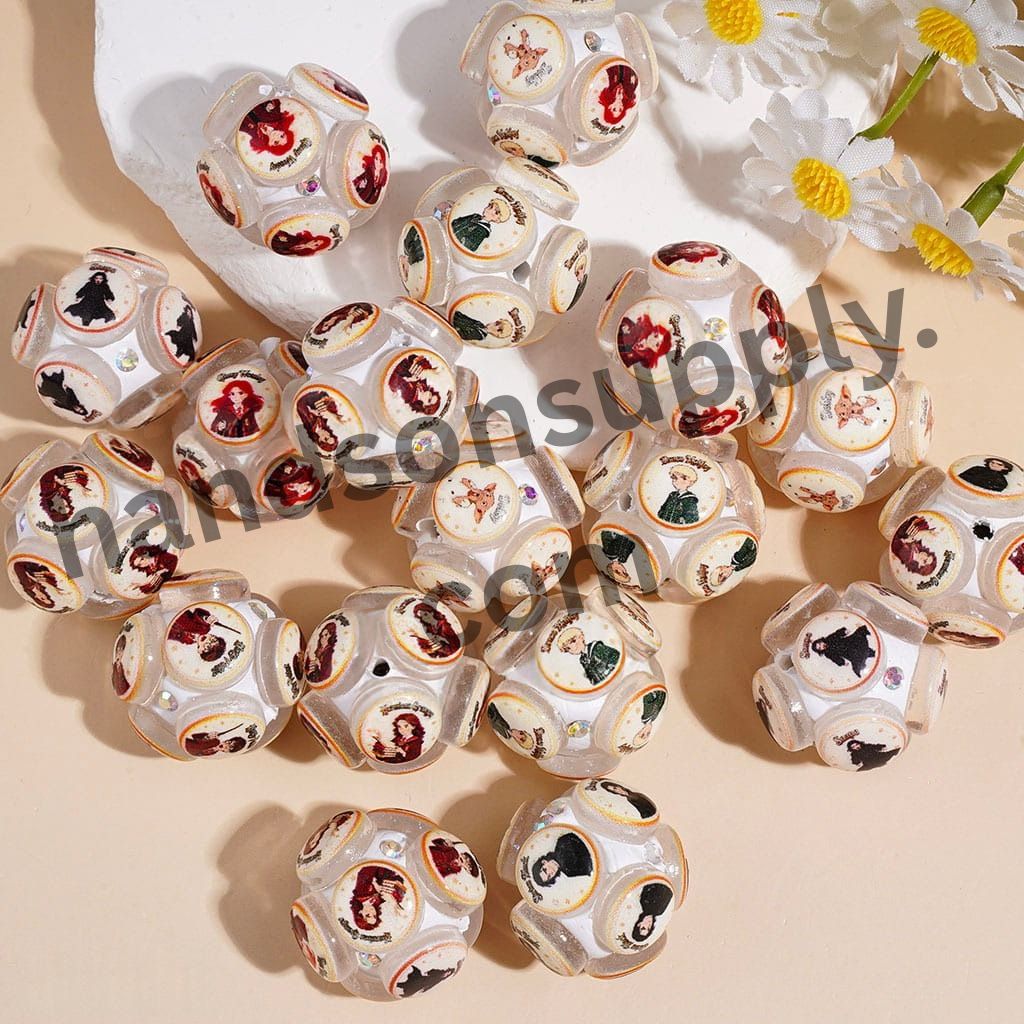 Classic Princess, Wizard & Boy Character Series Clay Beads with AB Rhinestones, 20MM, Assorted Designs, Random Mix