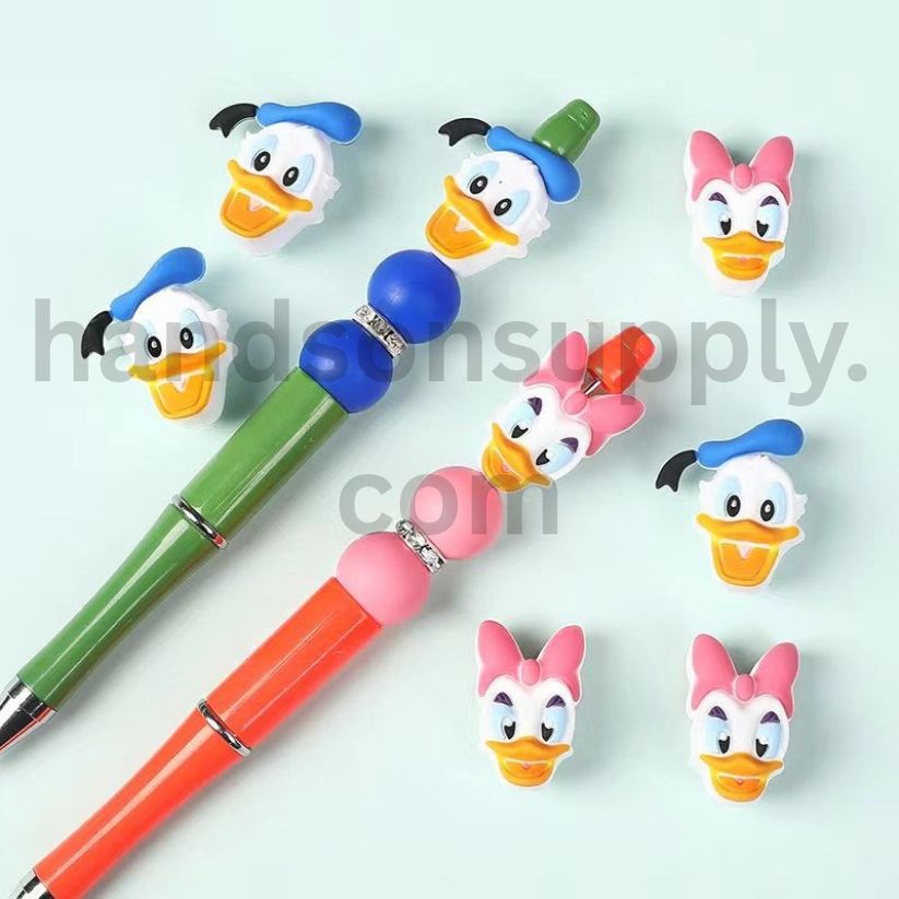 3D Donald & Daisy Duck Disney Cartoon Heads Silicone Focal Beads