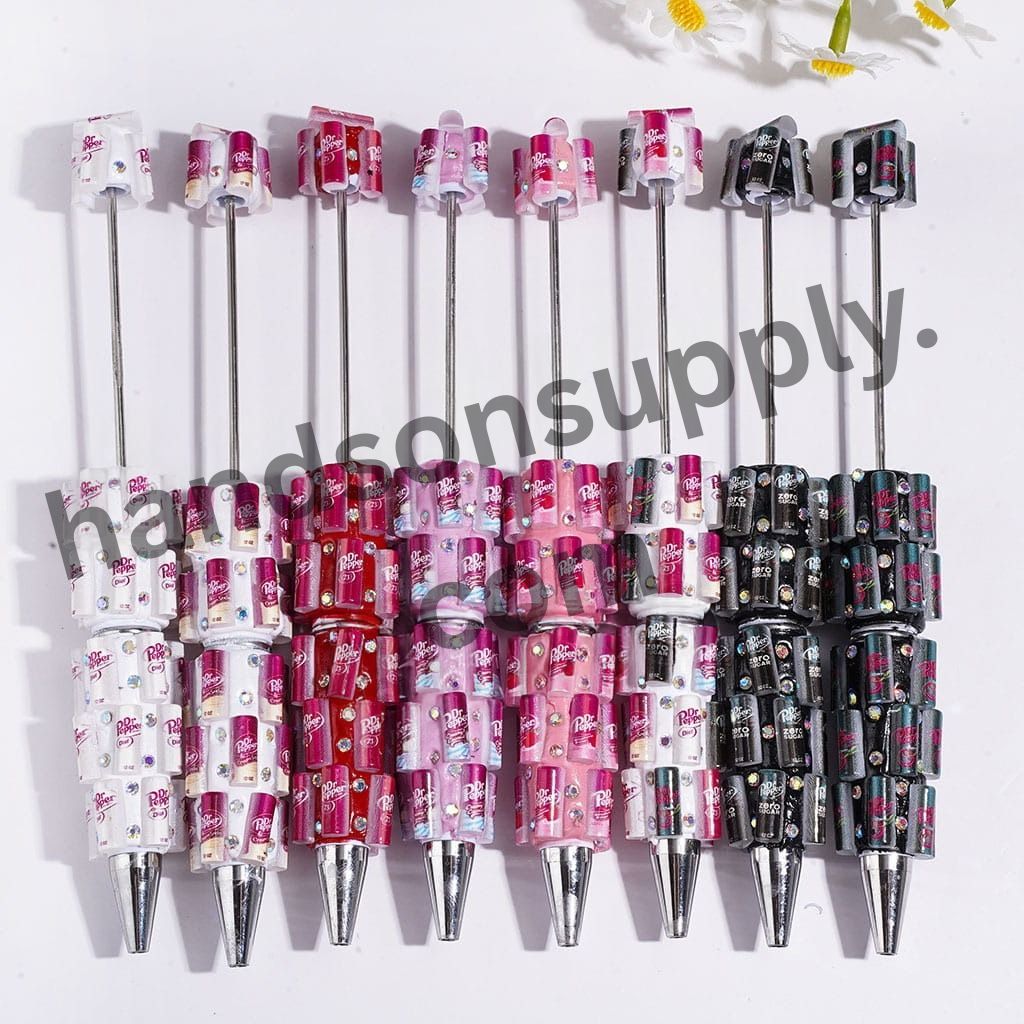 Mini Soda Soft Drink Can Beadable Clay Pen with AB Rhinestones, Multi-Color, Random Mix