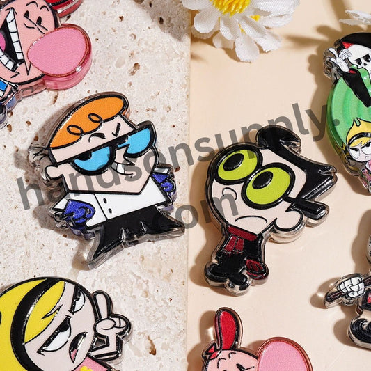 Cartoon Network Characters Acrylic Beads, Dexter, Buttercup & Billy Design, Assorted Shapes, Random Mix