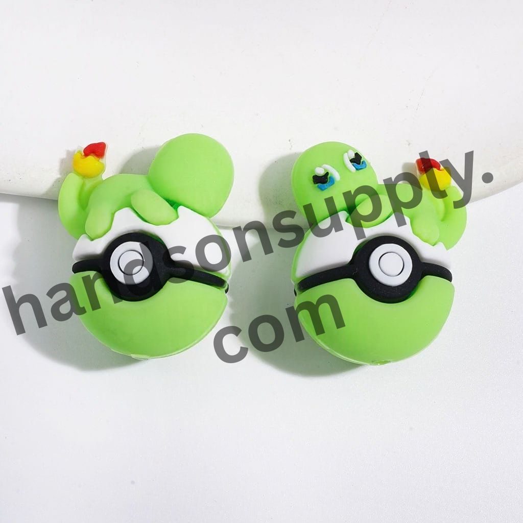 3D Adorable Fiery Dragon Character Resting on Magic Ball Silicone Focal Beads, 23*29MM, Multicolor