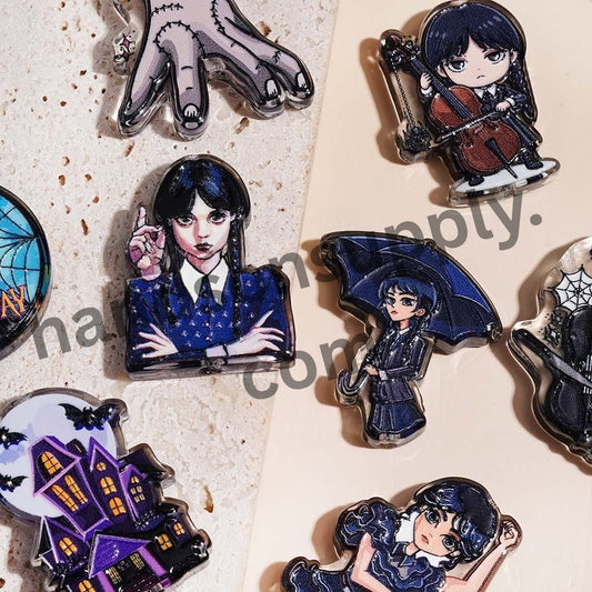 American Transnatural Gothic Girl & Haunted House Halloween Character Series Acrylic Beads, Random Mix