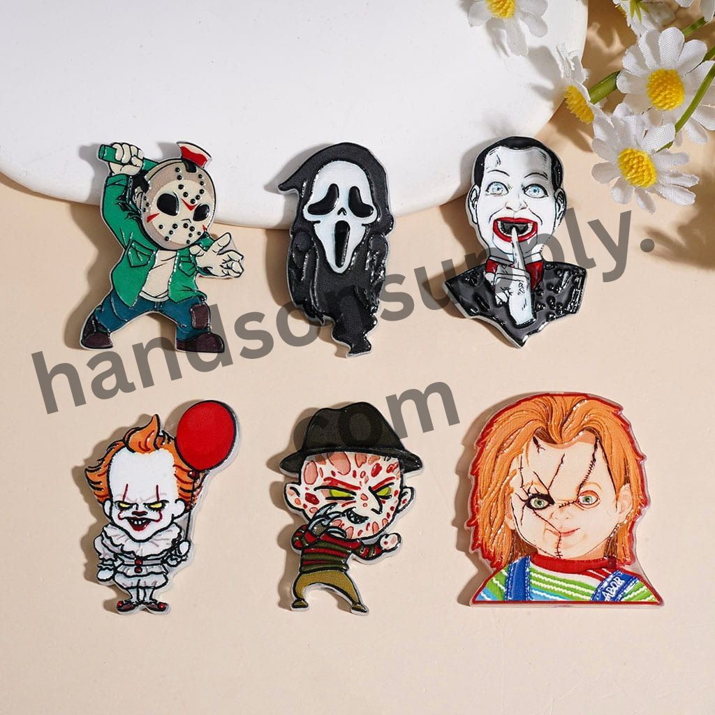 Classic Horror Movie Scary Character Acrylic Beads, Multicolor, Random Mix