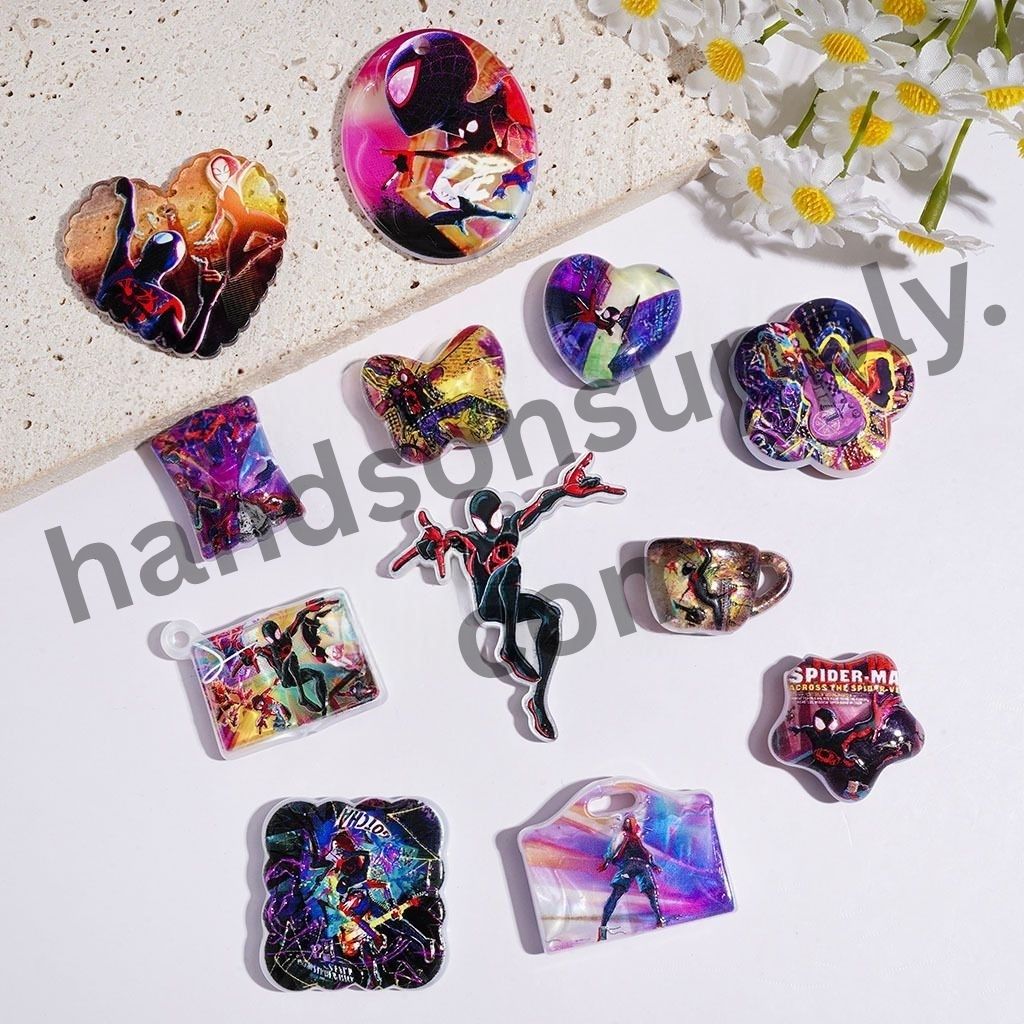 Comic Superhero Spider Character Series Acrylic Beads and Pendants, Random Mix