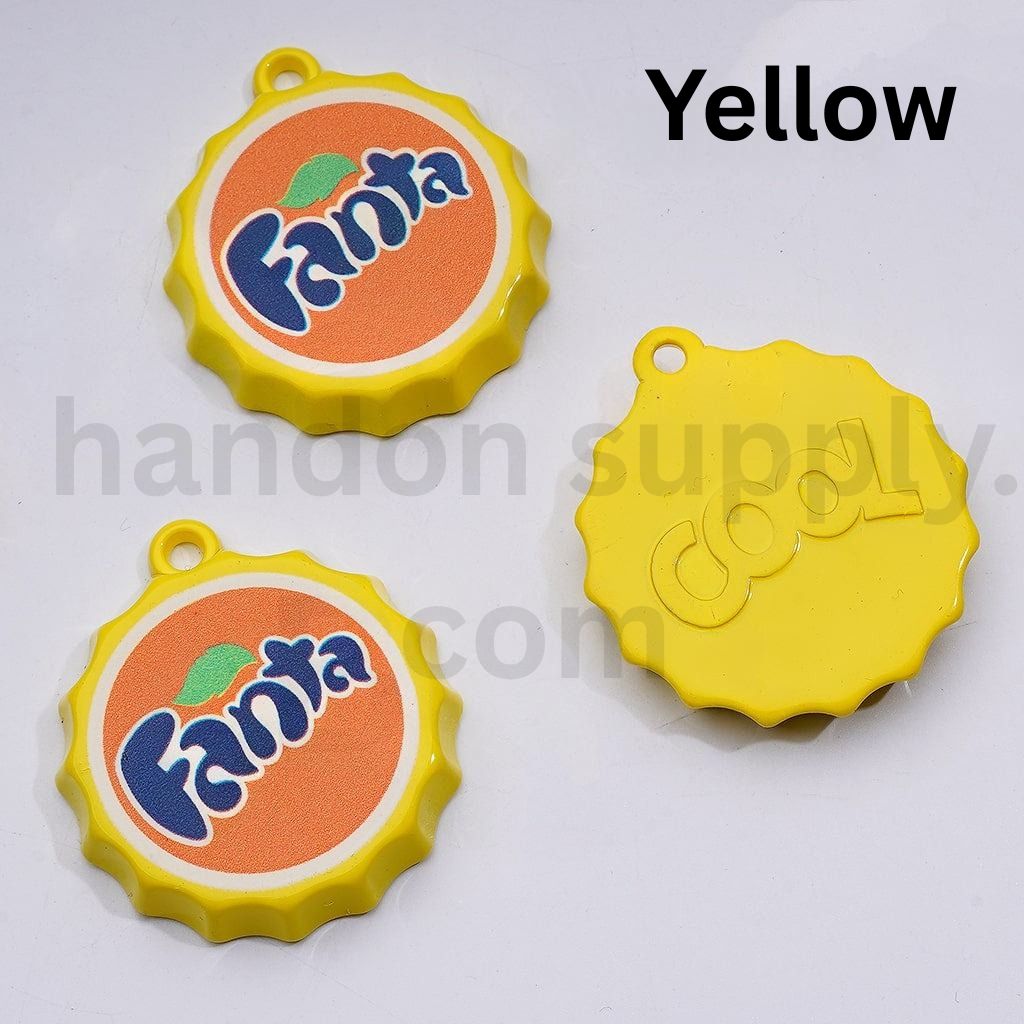 Cute Soft Drink Coc Col Sprit Fant Coke Bottle Lid Cap with Mini Ring Pendant Charm, 37MM