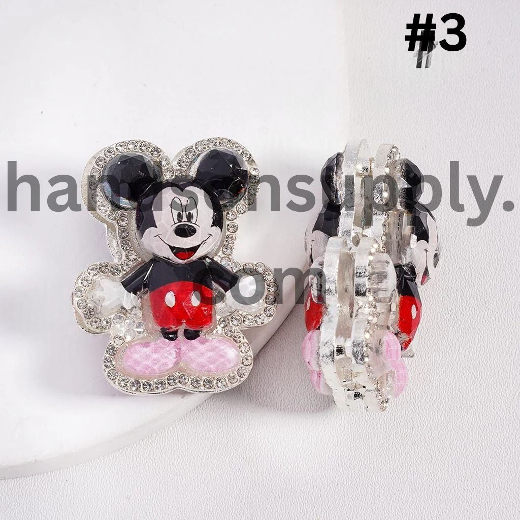 Glittery Girl Boy Mouse & Duck Series Silver Color Metal Beads with Clear Rhinestones