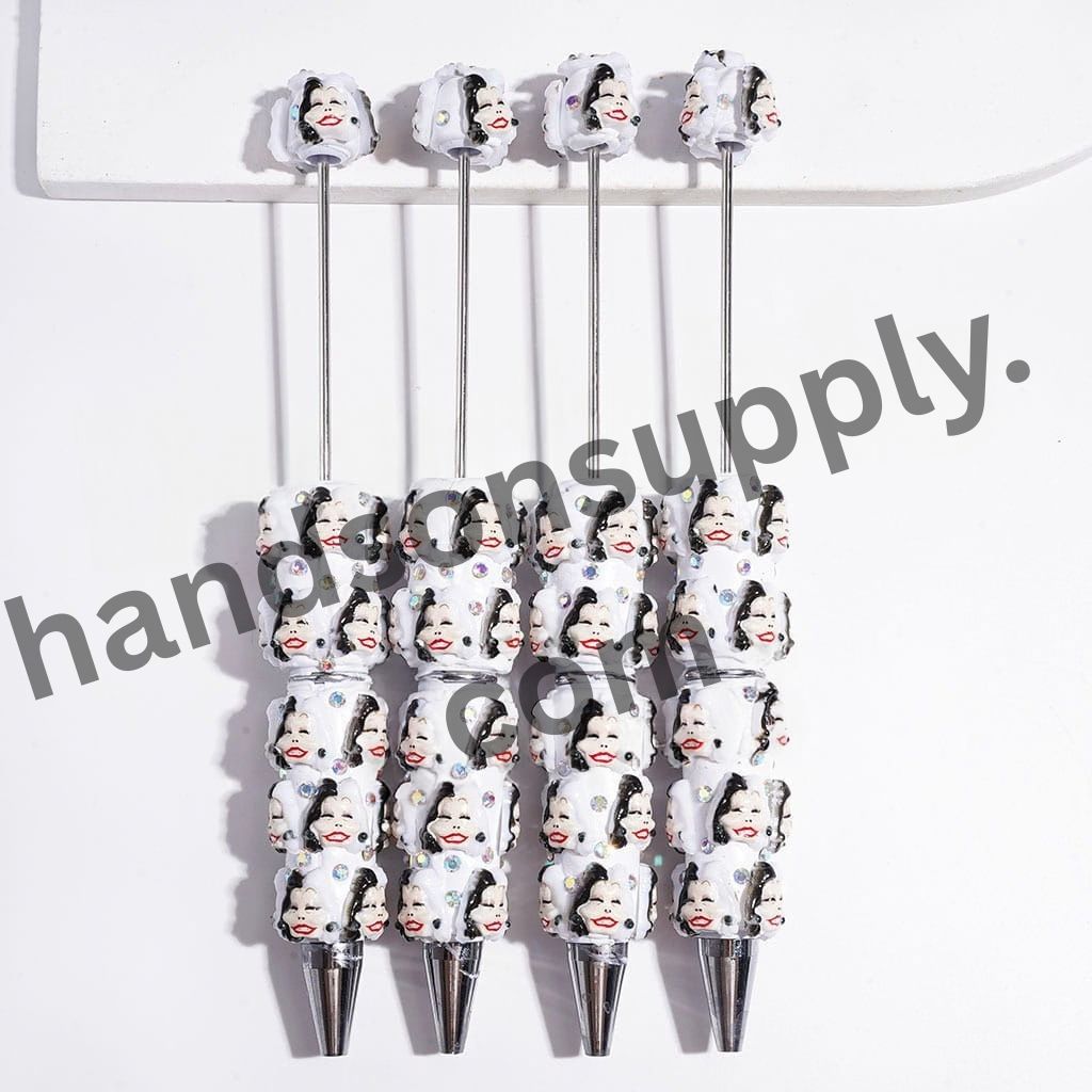 Playful Animal Fur Fanatic Fan Character Designs with Sparkling AB Rhinestones White Beadable Clay Pens