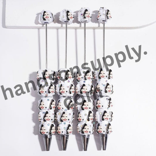 Playful Animal Fur Fanatic Fan Character Designs with Sparkling AB Rhinestones White Beadable Clay Pens