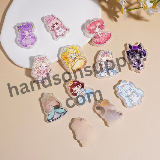 Cute Princess in Cartoon Style Character Acrylic Pendants, Assorted Styles, Random Mix