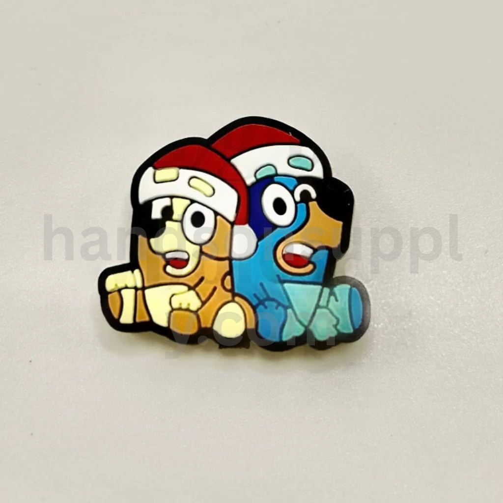 Blue Dog Bingo Character Holiday Theme Christmas Design Silicone Focal Beads