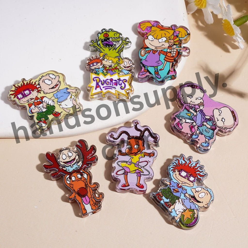 Cute Naughty Kids Character Semi-Clear Acrylic Beads, Various Styles, Random Mix