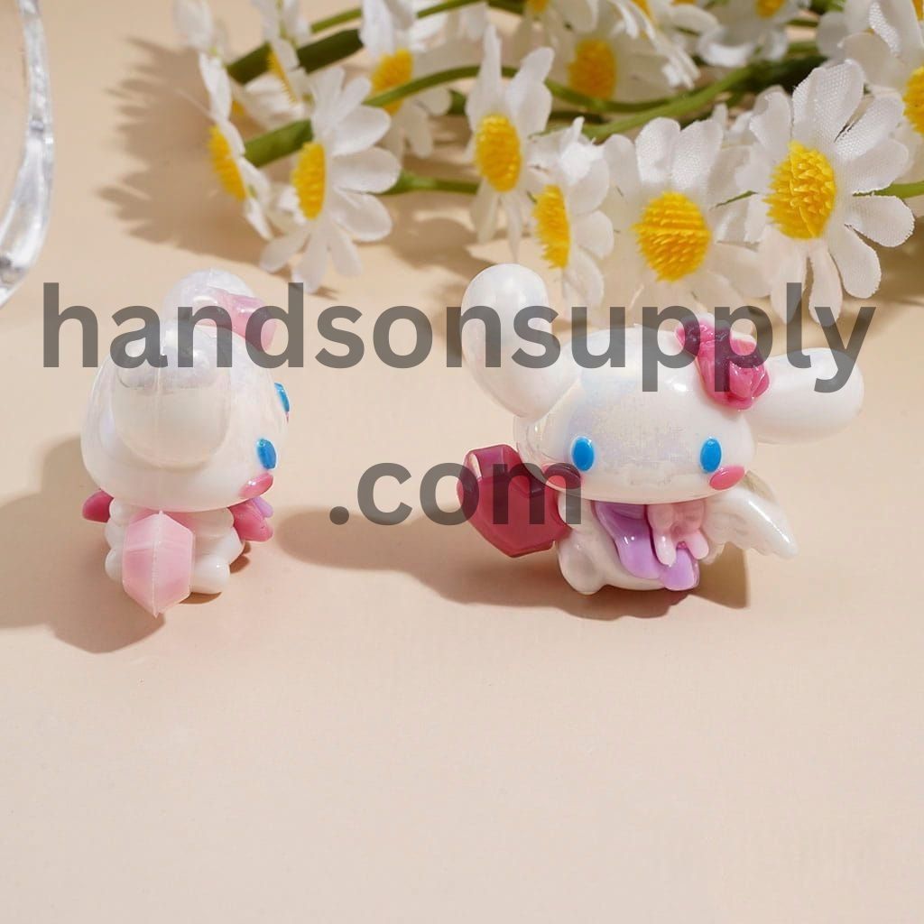 Adorable Long-Eared Dog Cartoon with Cute Heart Charms Soft PVC Rubber Beads, Height 27MM, Random Mix