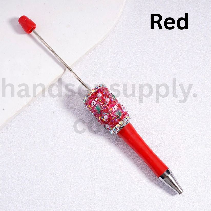 Disne Princess Snow Whit Mermai Luminous Beadable Clay Pen with AB Rhinestones, Chains, White Pearls, Cone Shape