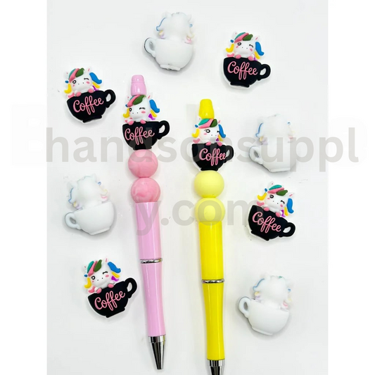 White Sheep with Colorful Mane in a Coffee Cup 3D Little Cute Silicone Focal Beads