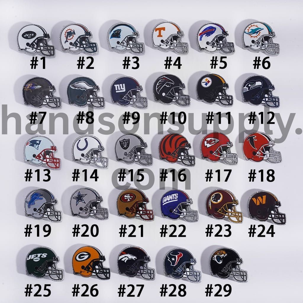 Silver Glitter USA American Football Helmet Shape Acrylic Beads 22*26MM