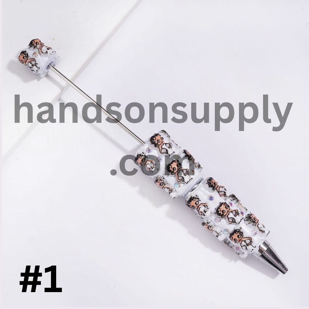 Cute Vintage Old Girl Character Series with Sparkling AB Rhinestone Beadable Clay Pens