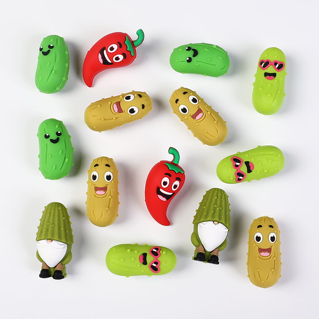 Red Pepper & Cucumber Vegetable Colorful Food Theme Silicone Focal Beads