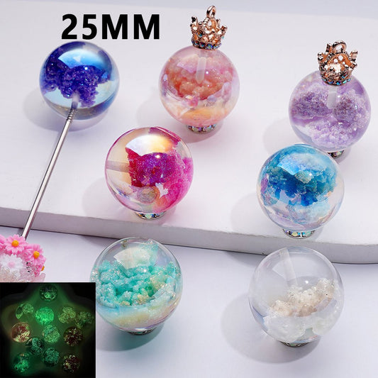 Glowing UV-Coated Clear Acrylic Beads – Shimmering Cloud Effect Inside, 25MM, Random Mix (Not for Pen Use)