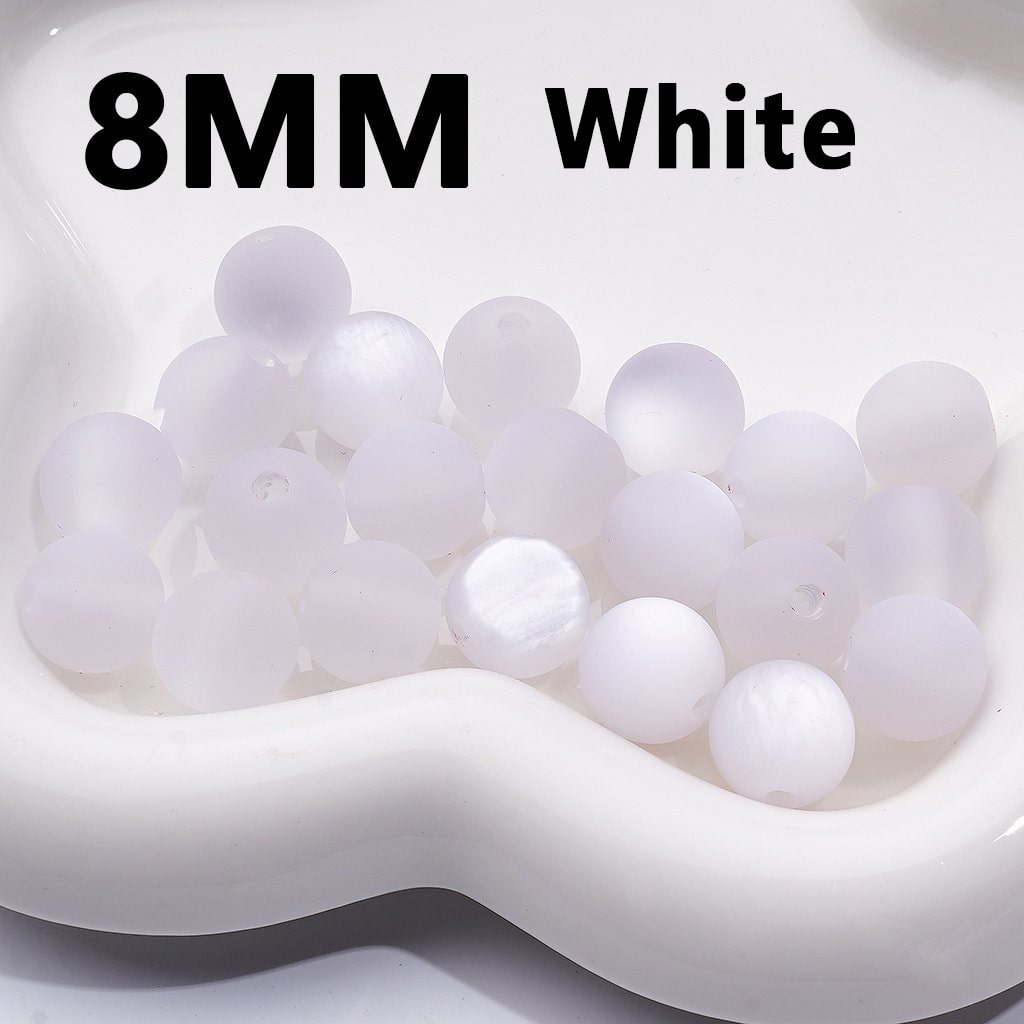 Frosted Matte with Cat Eye Style Multi-Color Round Acrylic Waist Beads for Jewelry Making 8mm Random Mix