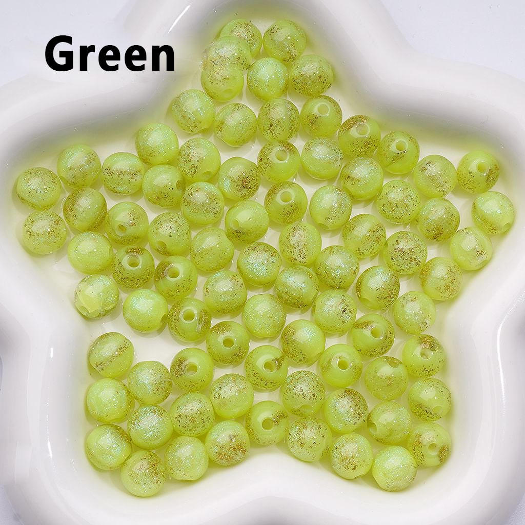 10MM Round Acrylic Beads – Mini Multi-Color Glitter with Gold Foil Paper Inside