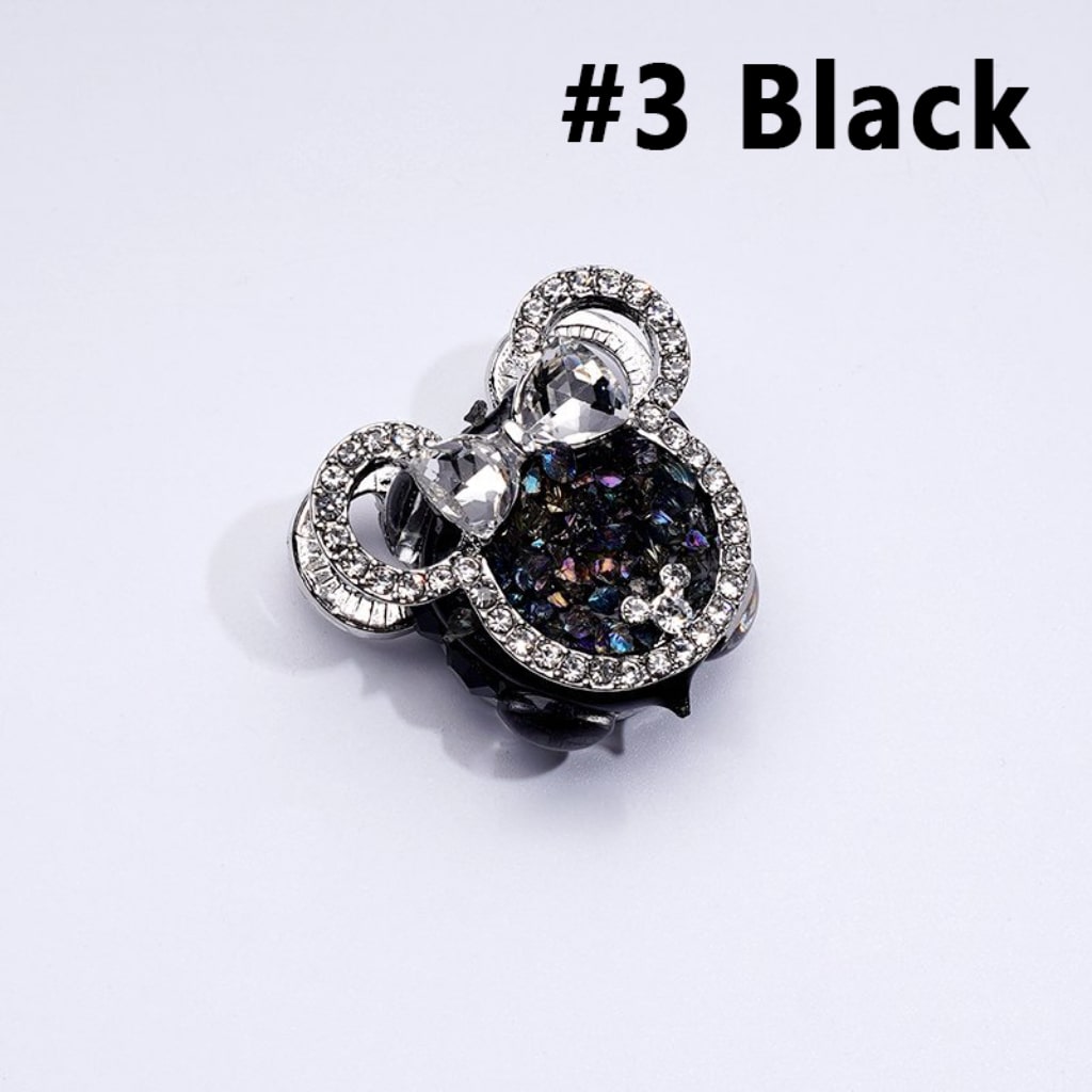 Fancy Bling Bling Silver Alloy Mouse Head Bow with Clear & Colorful Rhinestones Clay Beads, Around 30*27MM