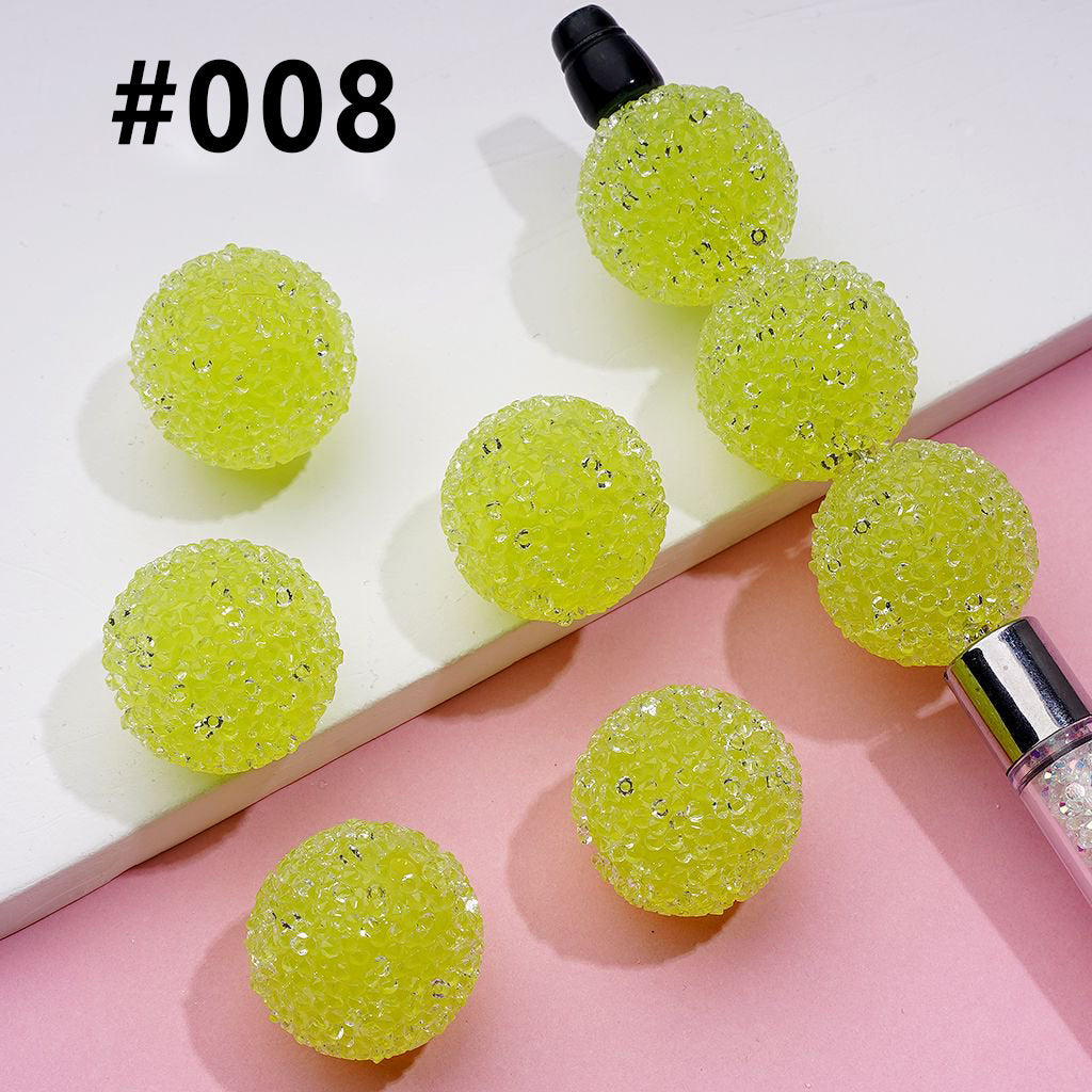Clear Rhinestones Candy Hard Sugar Beads in Solid Colors Round 20mm