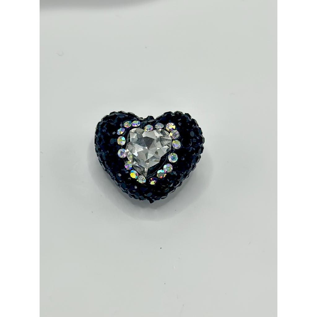 Sparkling Bling Bling Heart Clay Beads with Colorful Rhinestones, 20mm x 26mm