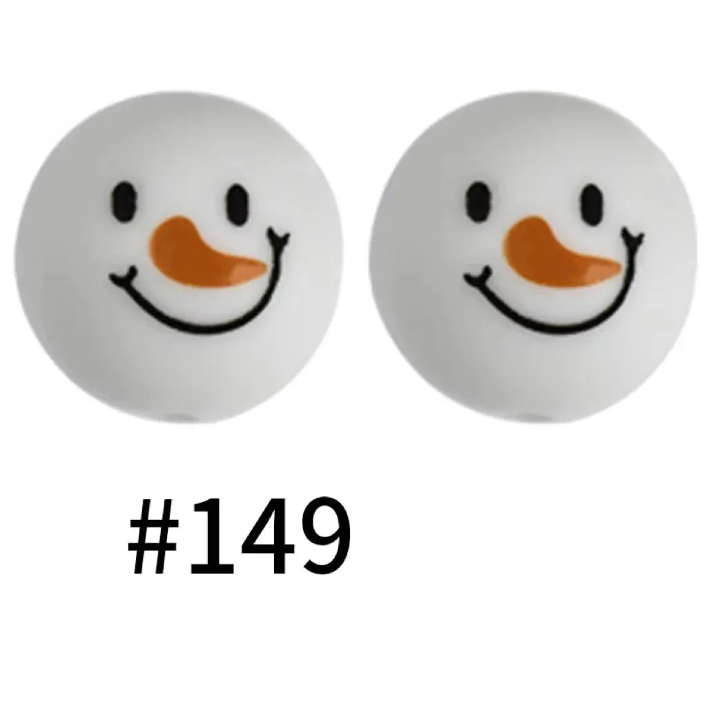 Round Printed Silicone Beads 15 mm