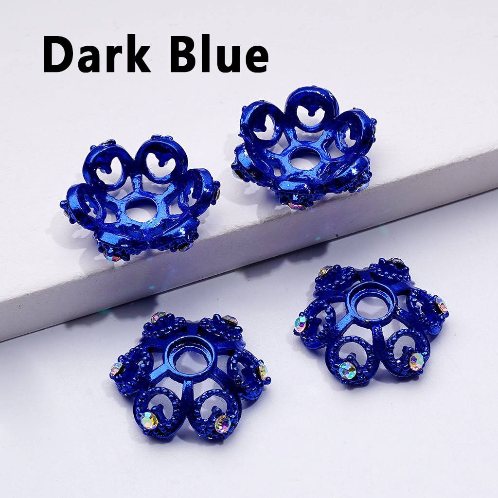 Colorful Lotus Flower Bead Caps – Exquisite Metal Cages with AB Rhinestones, 19MM