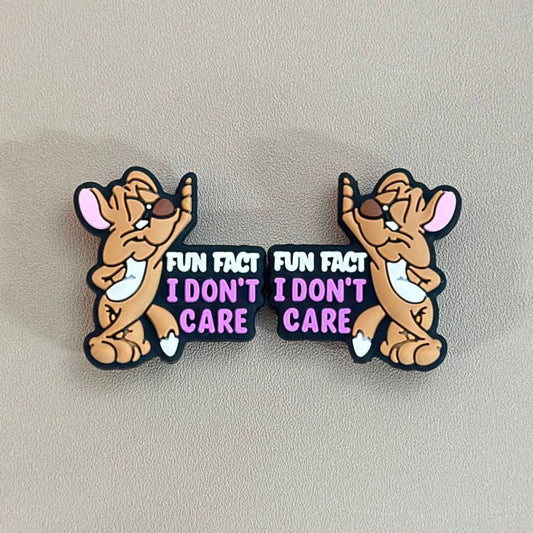 Fun Fact Cute Mouse I Don't Care Silicone Focal Beads