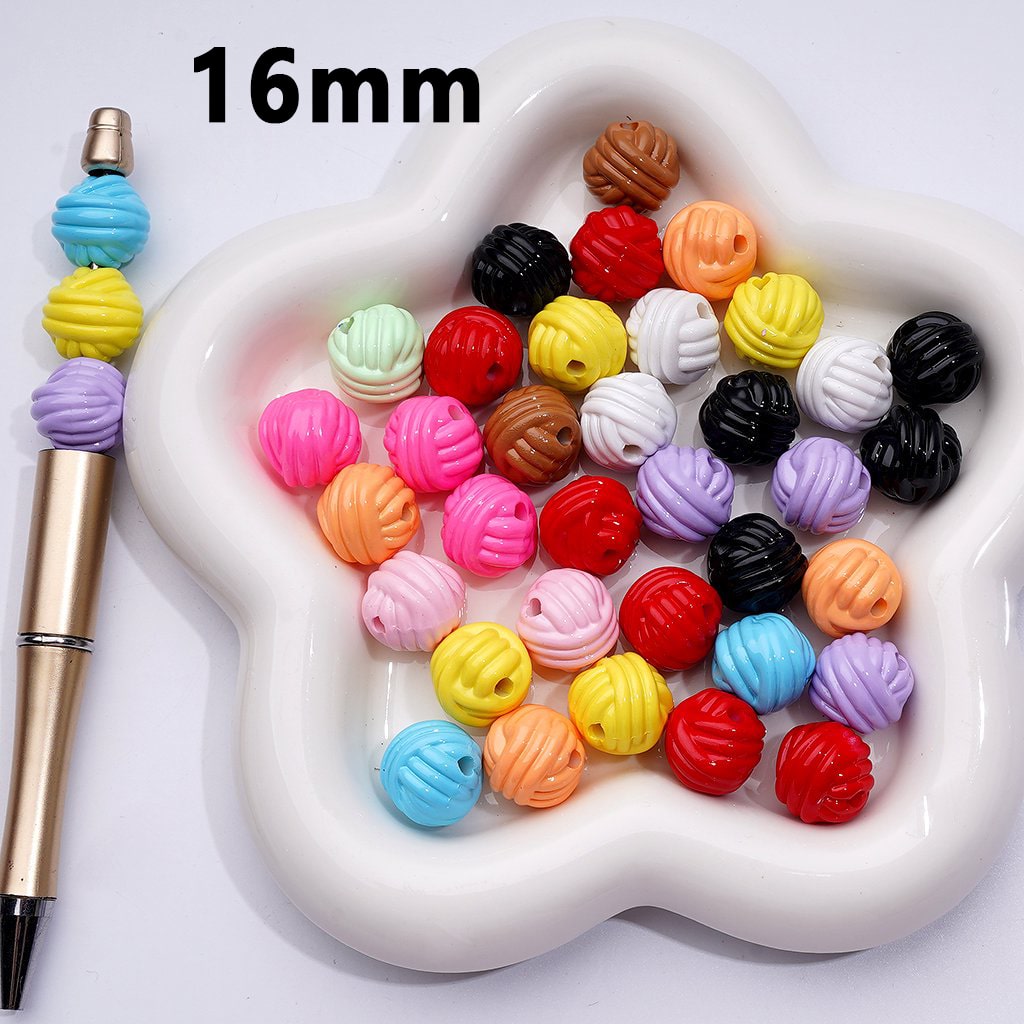 Adorable Multi-Color Yarn Ball Acrylic Beads – 16MM Craft Supplies