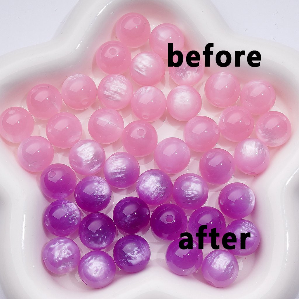 Dynamic Light-Responsive Round Acrylic Beads with Color-Changing Effect, 14MM