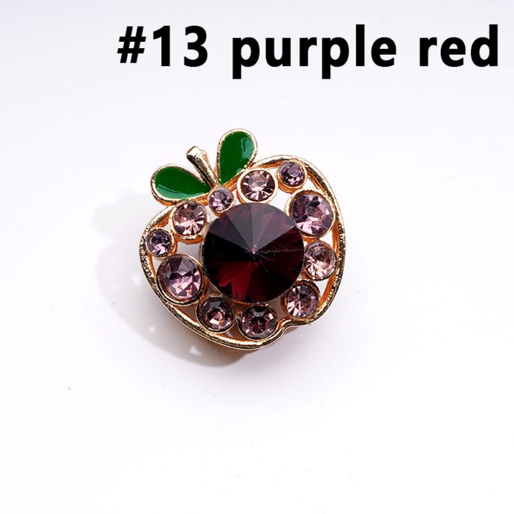 Exquisite Gold Alloy Fancy Apple with Colorful Rhinestones Beads, Around 25*25MM