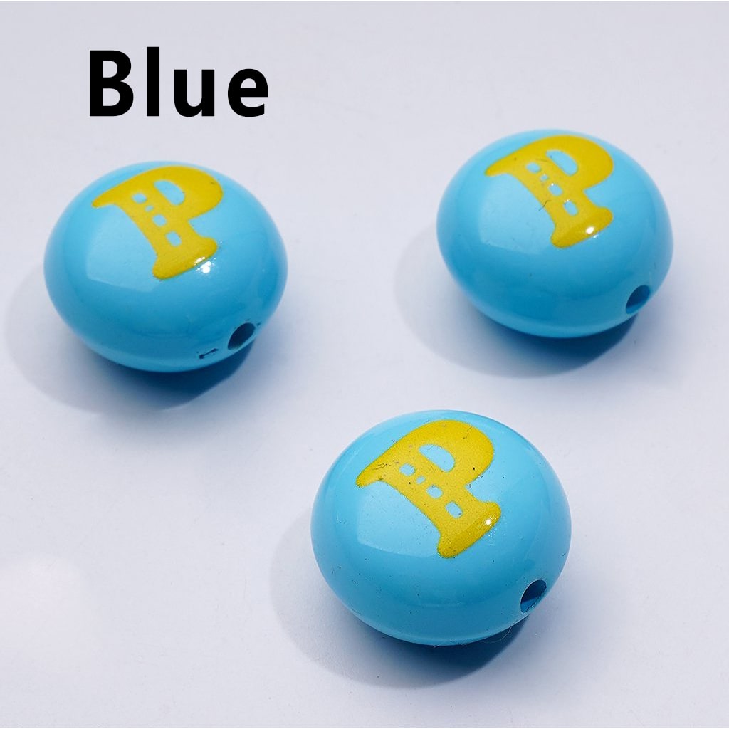 Mini Colorful Flat Acrylic Beads with English Letter Prints – 10x16MM