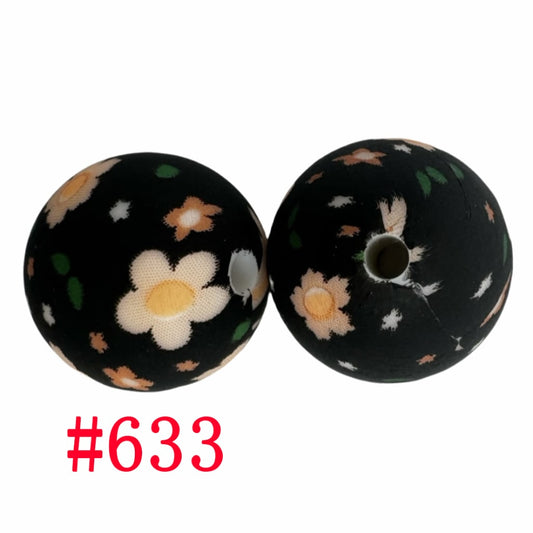 Printed Daisy with Black Background Silicone Beads, 15mm, Number 633