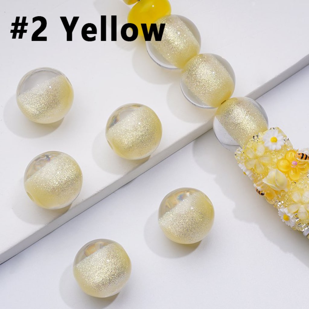 Bling Bling Luminous Shiny Glitter Half Sugar Core Round Acrylic Beads, 12MM