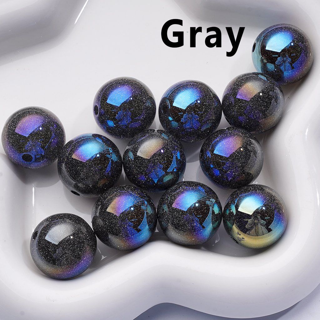 UV Coating Multi-Color Glitter Shiny Round Acrylic Beads 20MM