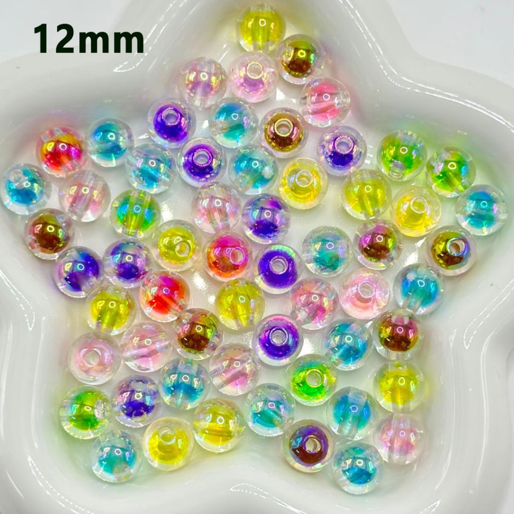 Small Size Double Layer Clear Colorful Round Acrylic Waist Beads for Jewelry Making 12mm, 16mm, 18mm Random Mix