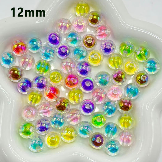 Small Size Double Layer Clear Colorful Round Acrylic Waist Beads for Jewelry Making 12mm, 16mm, 18mm Random Mix